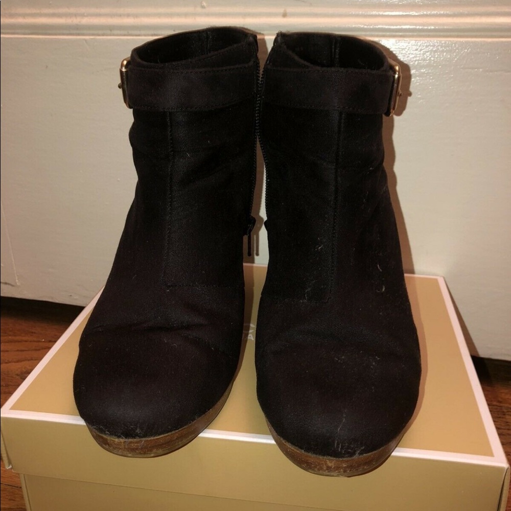 Black wedge booties